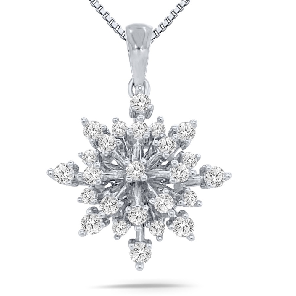 0.50 Carat TW, natural diamond star bursts pendant